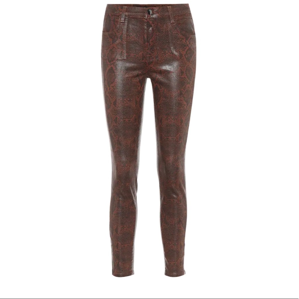 Never worn J Brand coated skinny jeans size 27 brown snakeskin. Tags on